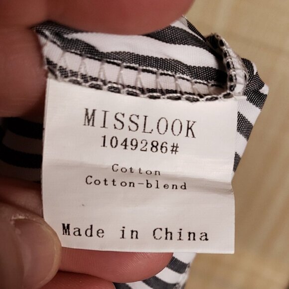 Misslook Womens Blue White Striped Silky Pull Sleeve Blouse XL - Picture 5 of 6